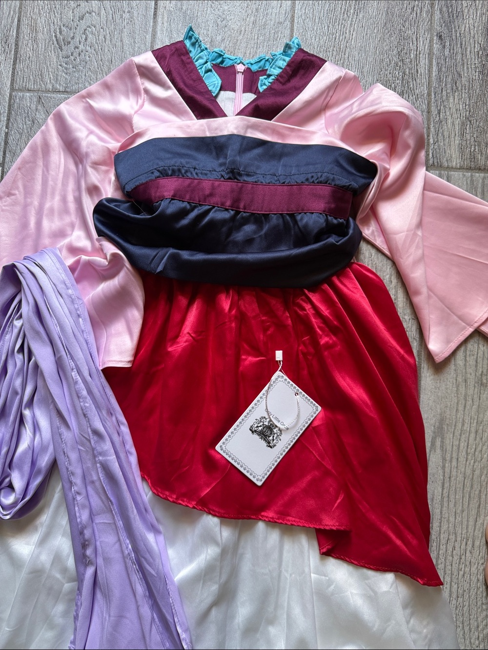 GUC Only Little Once -Disney’s Mulan Satin Layered Dress with Lilac Sash - Picture 3 of 10